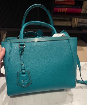 Fendi 2Jours Teal Leather Tote 2