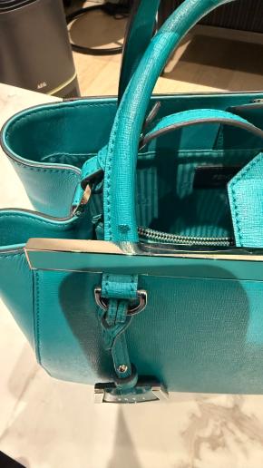 Fendi 2Jours Teal Leather Tote 9