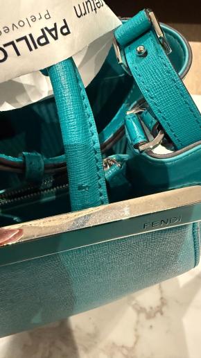 Fendi 2Jours Teal Leather Tote 10