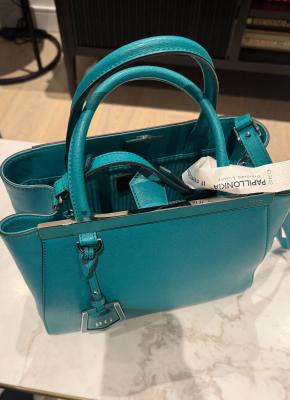 Fendi 2Jours Teal Leather Tote 7