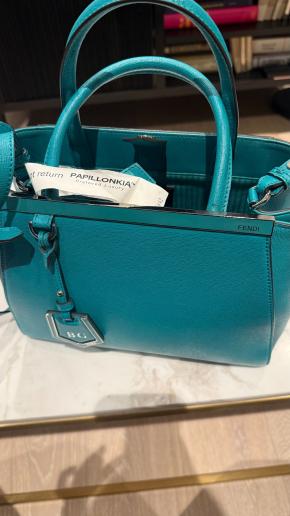 Fendi 2Jours Teal Leather Tote 15