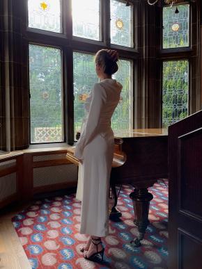 Galvan White Crepe Marina Dress 3