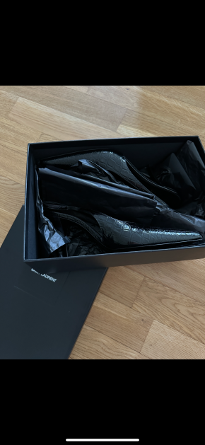 Saint Laurent Mock Croc Black Viper 90 Slingbacks 2