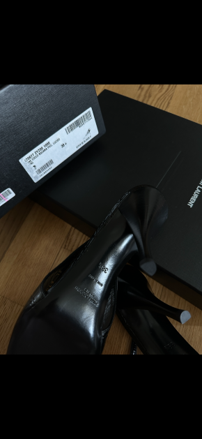 Saint Laurent Mock Croc Black Viper 90 Slingbacks 5