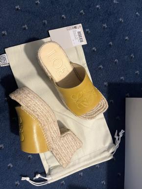 Loewe Yellow Leather Petal Espadrille Wedge Sandals 80 11