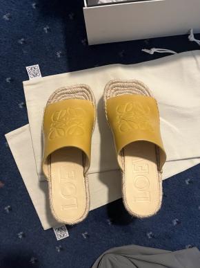 Loewe Yellow Leather Petal Espadrille Wedge Sandals 80 10
