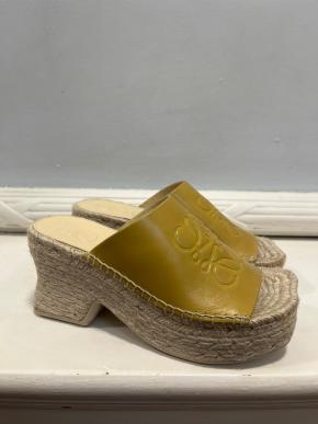 Loewe Yellow Leather Petal Espadrille Wedge Sandals 80 2