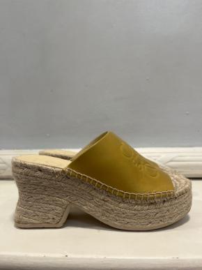 Loewe Yellow Leather Petal Espadrille Wedge Sandals 80 3