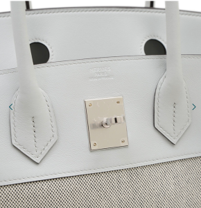 Hermès Grey Swift Leather & Toile Birkin 30cm with Silver Hardware 7