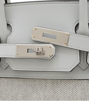 Hermès Grey Swift Leather & Toile Birkin 30cm with Silver Hardware 9