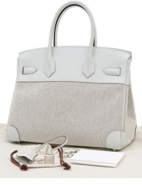 Hermès Grey Swift Leather & Toile Birkin 30cm with Silver Hardware 2
