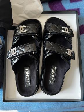 Chanel  Black"Dad" Slides With Diamante CC's 6