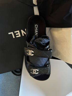 Chanel  Black"Dad" Slides With Diamante CC's 3