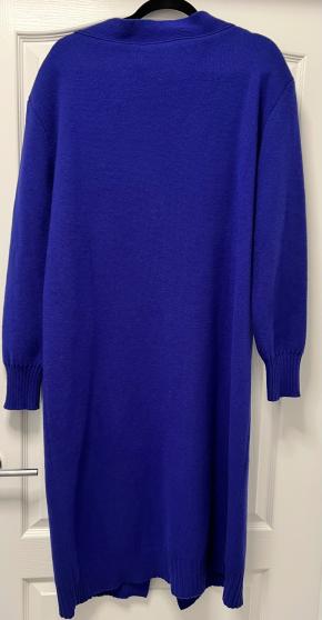 Oscar De La Renta Long Blue Wool Cardigan 3
