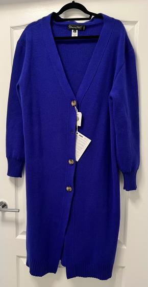 Oscar De La Renta Long Blue Wool Cardigan 2