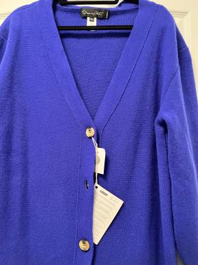 Oscar De La Renta Long Blue Wool Cardigan 5