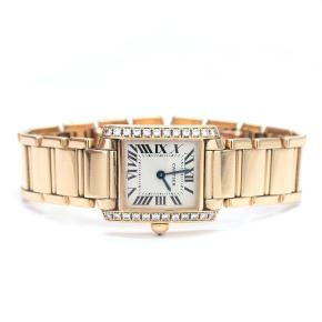 Cartier Tank Française Small 18k Yellow Gold Diamond Watch 5