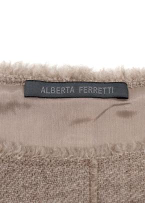 Alberta Ferretti Taupe Wool Midi Dress 6