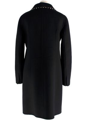 Prada Black Wool Blend Coat with Crystal Detailing 3