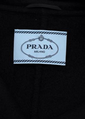 Prada Black Wool Blend Coat with Crystal Detailing 5