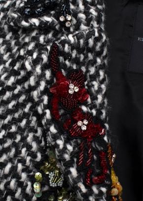 Ermanno Scervino Embellished Black and White Tweed Blazer 5