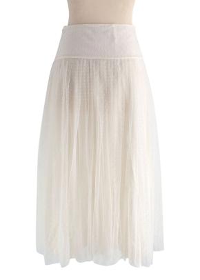 Christian Dior Cream Mid-Length Pleated Tulle Skirt 2