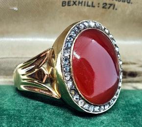 Antique 1820 Rose Cut Diamond and Carnelian Ring 10
