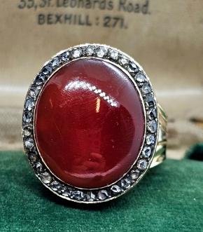 Antique 1820 Rose Cut Diamond and Carnelian Ring 7