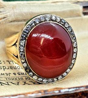 Antique 1820 Rose Cut Diamond and Carnelian Ring 2