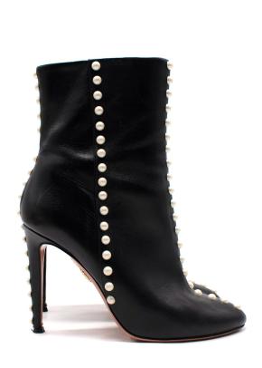 Aquazurra Firenze Black Follie Pearl Boots 7