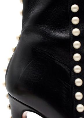 Aquazurra Firenze Black Follie Pearl Boots 11