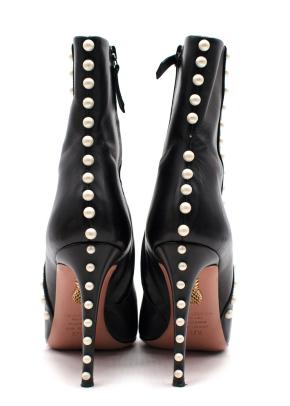 Aquazurra Firenze Black Follie Pearl Boots 3