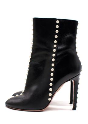 Aquazurra Firenze Black Follie Pearl Boots 8