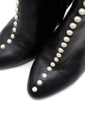Aquazurra Firenze Black Follie Pearl Boots 4