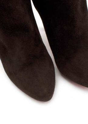 Christian Louboutin Brown Suede Heeled Boots with Buckle Detail 7