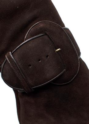 Christian Louboutin Brown Suede Heeled Boots with Buckle Detail 3