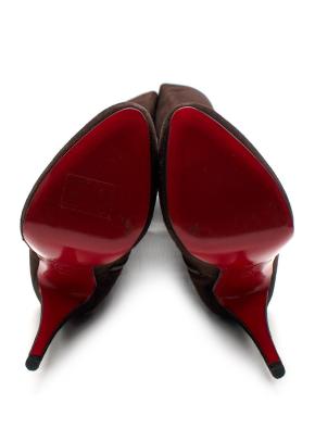 Christian Louboutin Brown Suede Heeled Boots with Buckle Detail 8