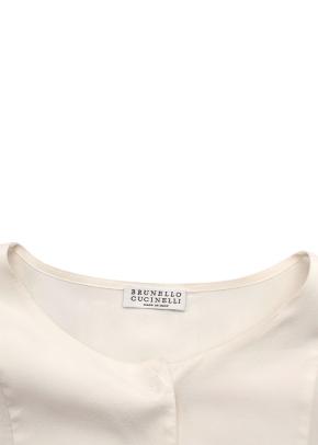 Brunello Cucinelli Cream Silk Satin Blouse 8