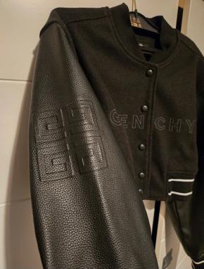Givenchy Cropped Leather/Wool Bomber Jacket 4
