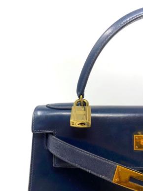 Hermes Midnight Blue Box Leather Kelly 28 12
