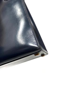 Hermes Midnight Blue Box Leather Kelly 28 9