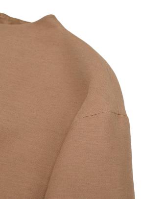 Valentino Wool Mock Neck Long Sleeve Camel Brown Top and Trouser Set 4