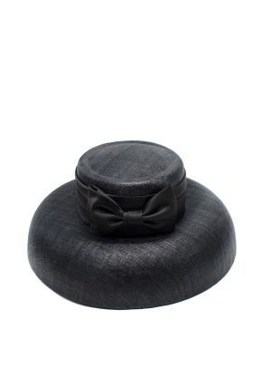Emily London  Black Wide Brimmed Audrey Hat with Satin Bow 4