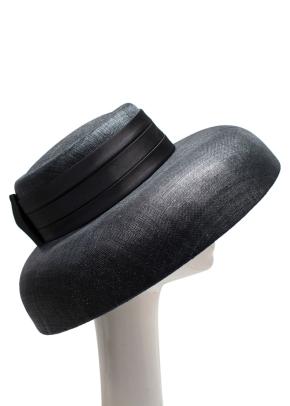 Emily London  Black Wide Brimmed Audrey Hat with Satin Bow 5