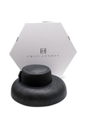 Emily London  Black Wide Brimmed Audrey Hat with Satin Bow 7