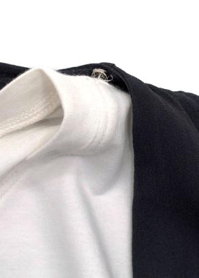 Brunello Cucinelli Double Layer White and Grey Crepe Dress 2