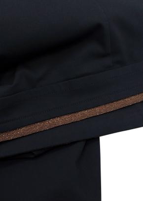Brunello Cucinelli Navy Midi Skirt with Signature Waistband Detail 6