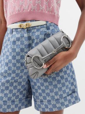 Gucci Grey Padded Leather Horsebit Shoulder Bag 2