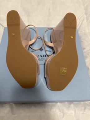 Prada Cipria Patent Wedge Sandals 5