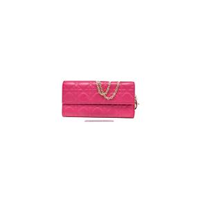 Dior Pink Cannage Leather Lady Dior Wallet On Chain 2